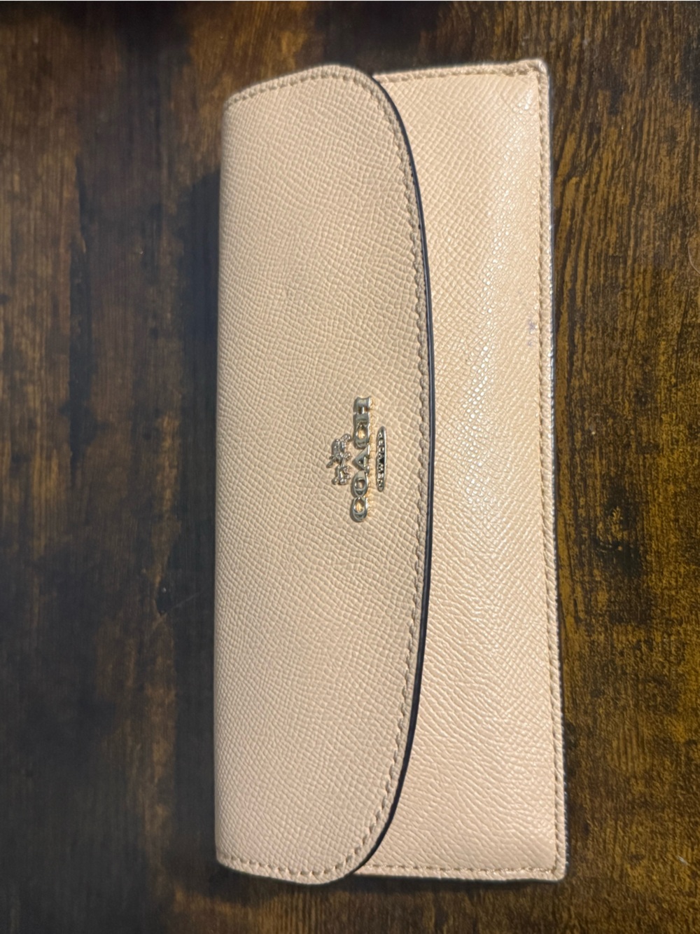 Coach Blush Leather Continental Wallet with Gold Logo
